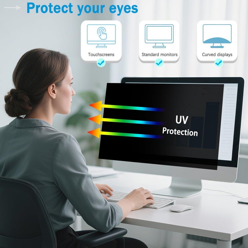 Twugs [2 Pack] 23.8 Inch Computer Privacy Screen for 16:9 Aspect Ratio Widescreen Monitor, Eye Protection Anti Glare Blue Light Filter Shield, Removable Anti-Scratch Anti Spy Protector - Image 5